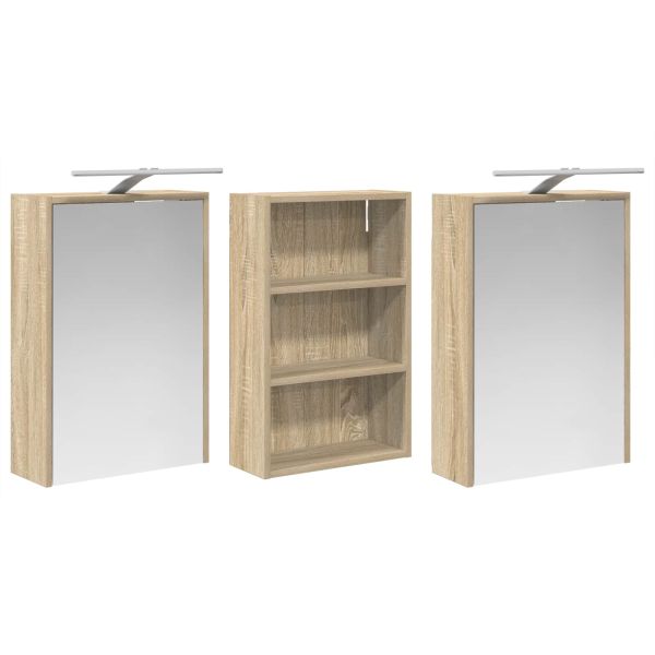 Комплект шкафове за баня с рафт 3 pcs 126 x 16 x 62.5 см