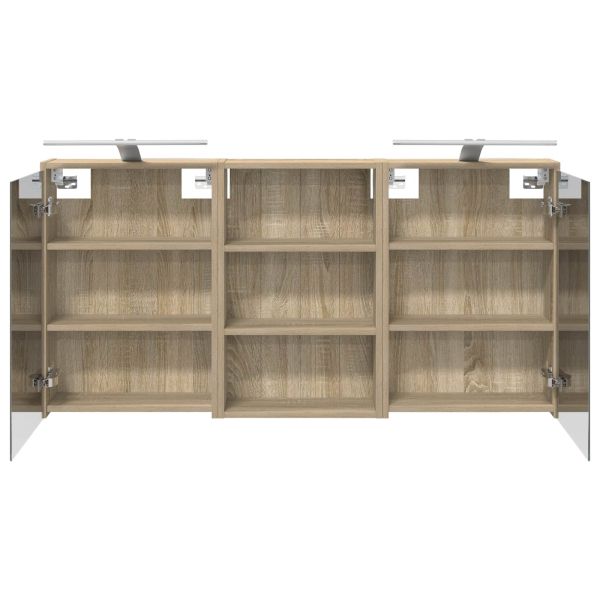 Комплект шкафове за баня с рафт 3 pcs 126 x 16 x 62.5 см