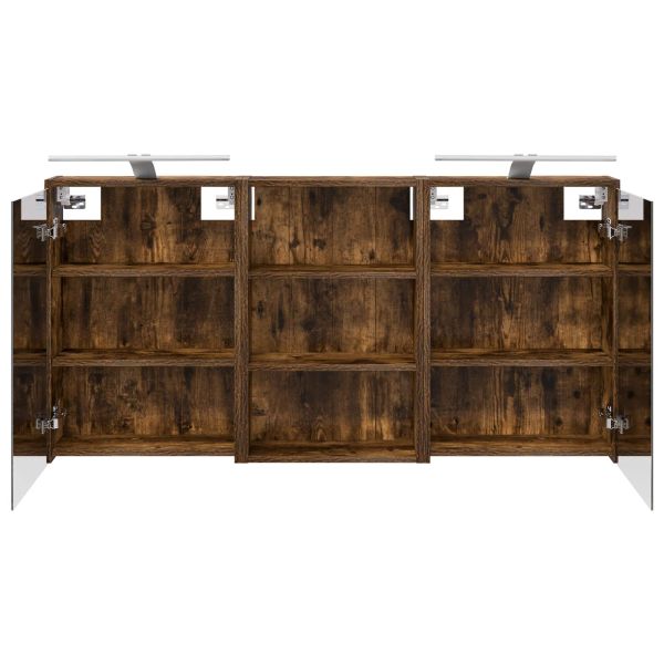 Комплект шкафове за баня с рафт 3 pcs 126 x 16 x 62.5 см