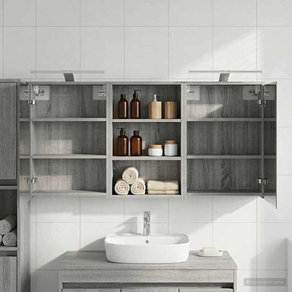 Комплект шкафове за баня с рафт 3 pcs 126 x 16 x 62.5 см