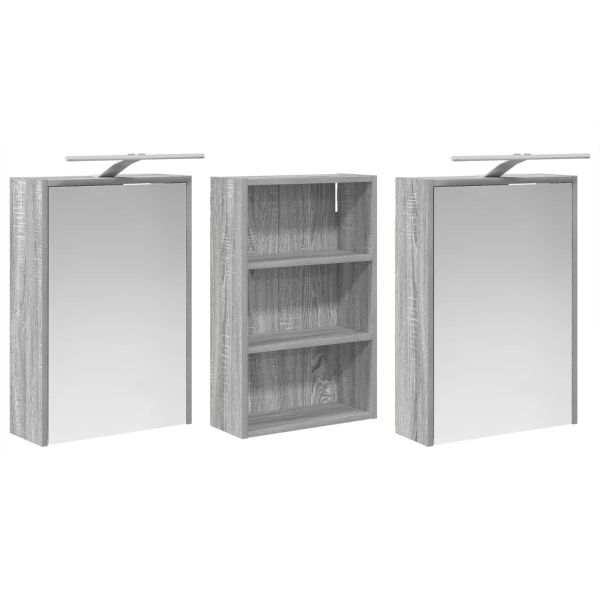 Комплект шкафове за баня с рафт 3 pcs 126 x 16 x 62.5 см