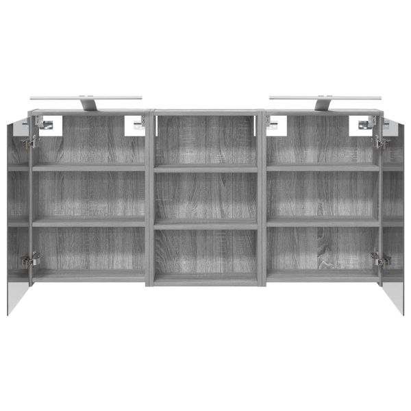 Комплект шкафове за баня с рафт 3 pcs 126 x 16 x 62.5 см