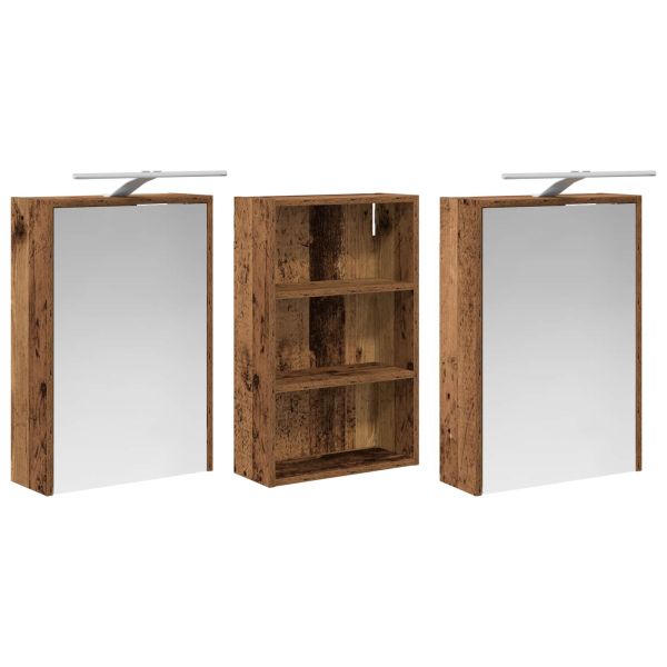 Комплект шкафове за баня с рафт 3 pcs 126 x 16 x 62.5 см