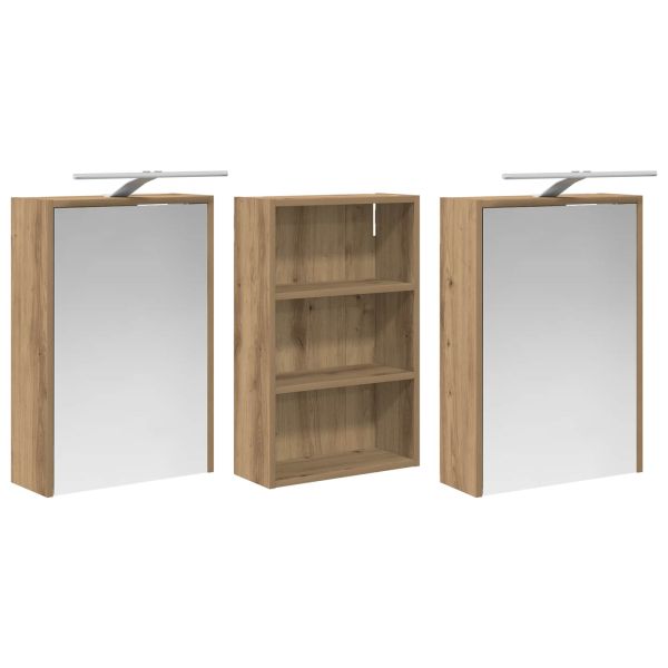 Комплект шкафове за баня с рафт 3 pcs 126 x 16 x 62.5 см