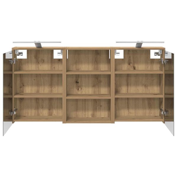 Комплект шкафове за баня с рафт 3 pcs 126 x 16 x 62.5 см