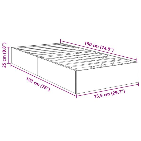 Отоманско легло със съхранение Сиво Сонома 193 x 75,5 x 25 см