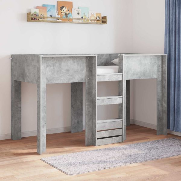 Двуетажно легло за деца Циментено сиво 75 x 190 cm