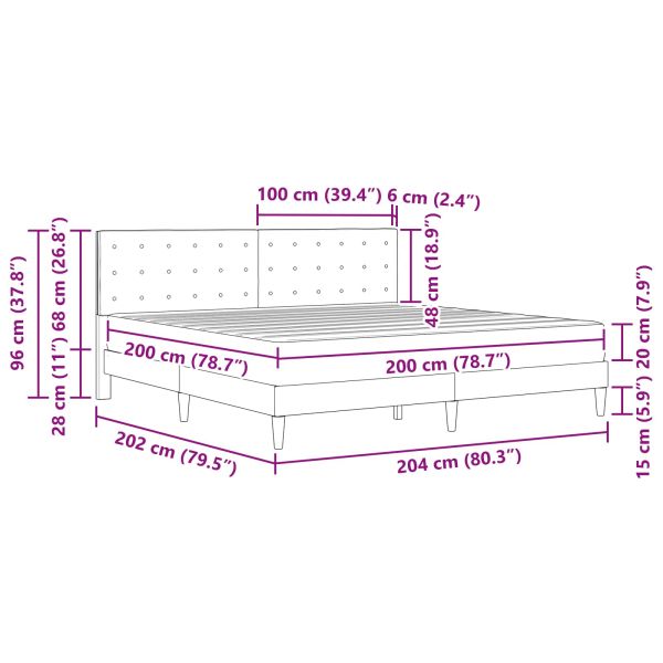 Рамка за легло с матрак Светлосиво 200 x 200 cm текстил