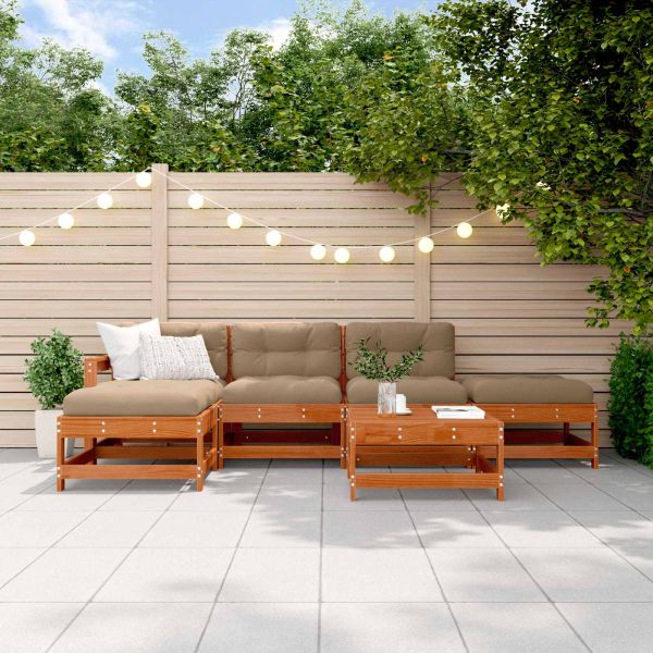 Комплект за почивка в градина 6 pcs Восъчен Кафяв