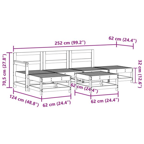 Комплект за почивка в градина 6 pcs Восъчен Кафяв
