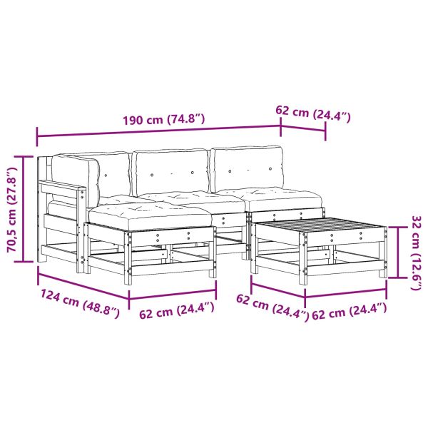 Комплект за почивка в градина 5 pcs Восъчнокафяво