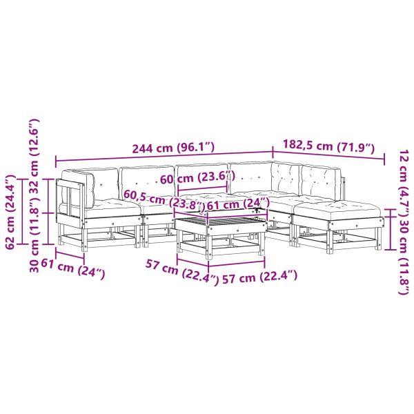 Комплект за почивка в градина 7 pcs Восъчнокафяво