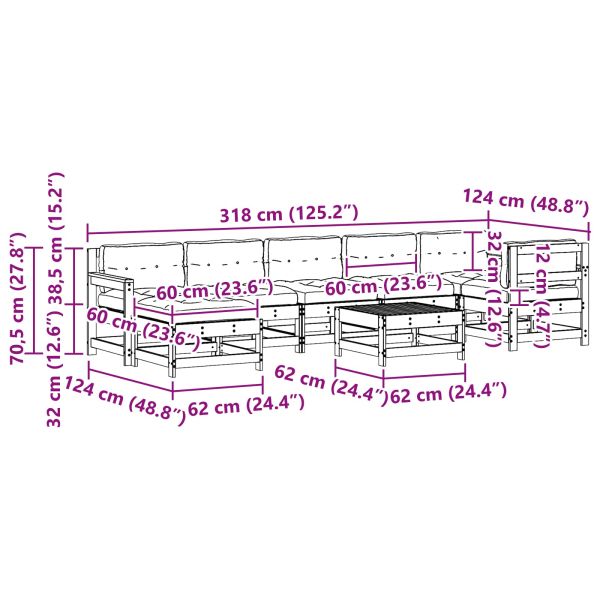 Комплект за почивка в градина 8 pcs Восъчнокафяво
