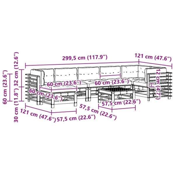 Комплект за почивка в градина 8 pcs Восъчен Кафяв