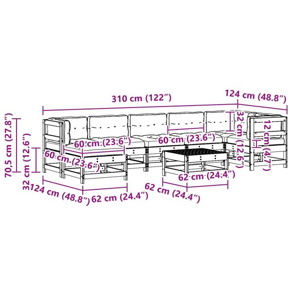 Комплект за почивка в градина 8 pcs Восъчнокафяво