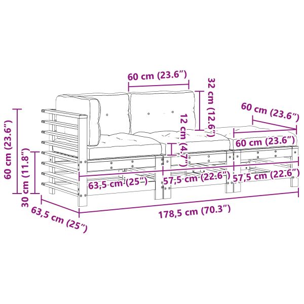 Комплект за почивка в градина 3 pcs Восъчнокафяво