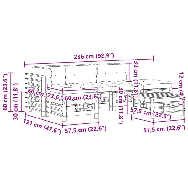 Комплект за почивка в градина 6 pcs Восъчнокафяво