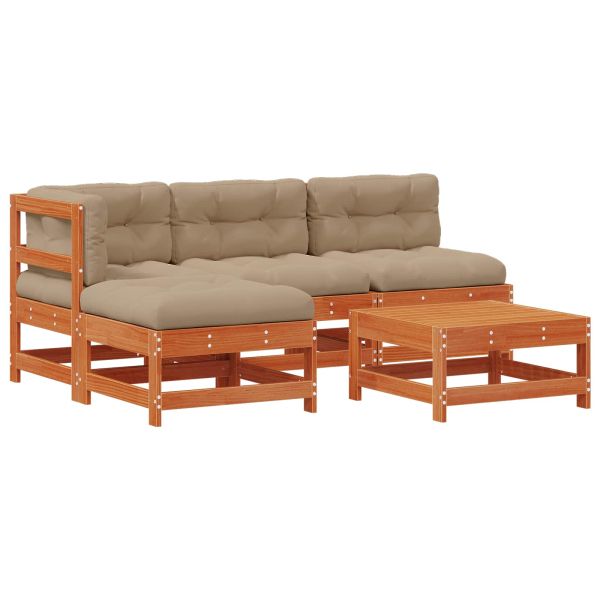 Комплект за почивка в градина 5 pcs Восъчнокафяво