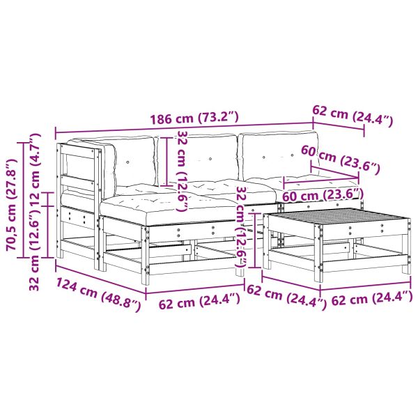 Комплект за почивка в градина 5 pcs Восъчнокафяво