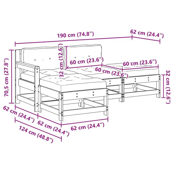Комплект за почивка в градина 4 pcs Восъчнокафяво