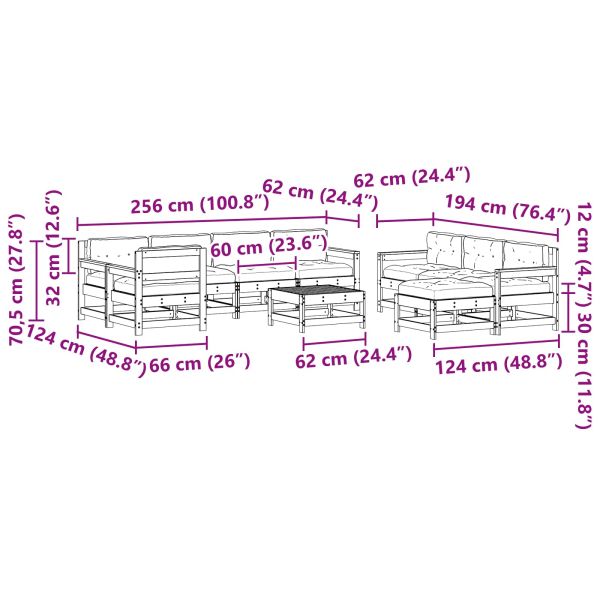Комплект за почивка в градина 10 pcs Восъчно кафяво бор