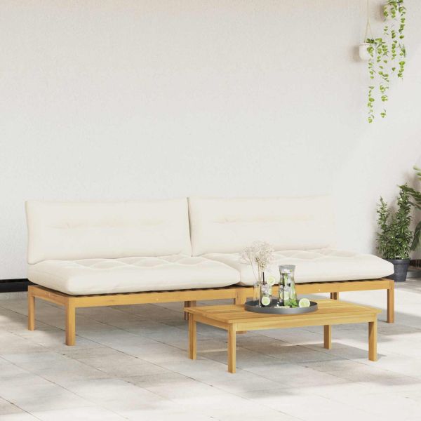 Среден диван Светла акация и кремаво бяло 240 x 80 x 82 см