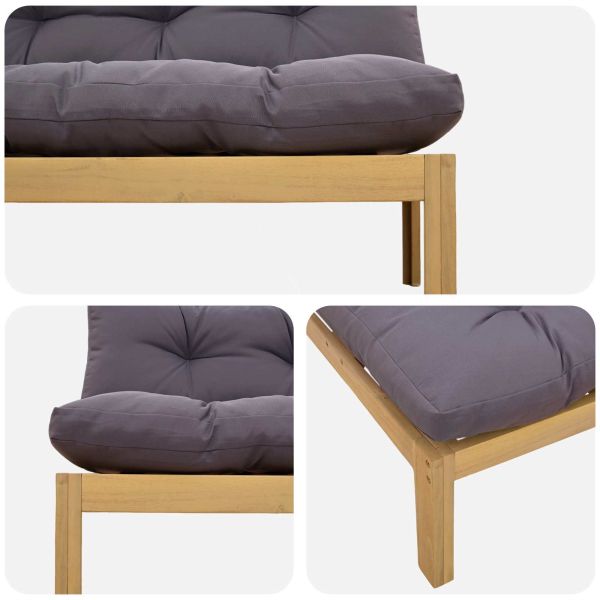 Среден диван Светла акация и тъмен сив 240 x 80 x 82 см