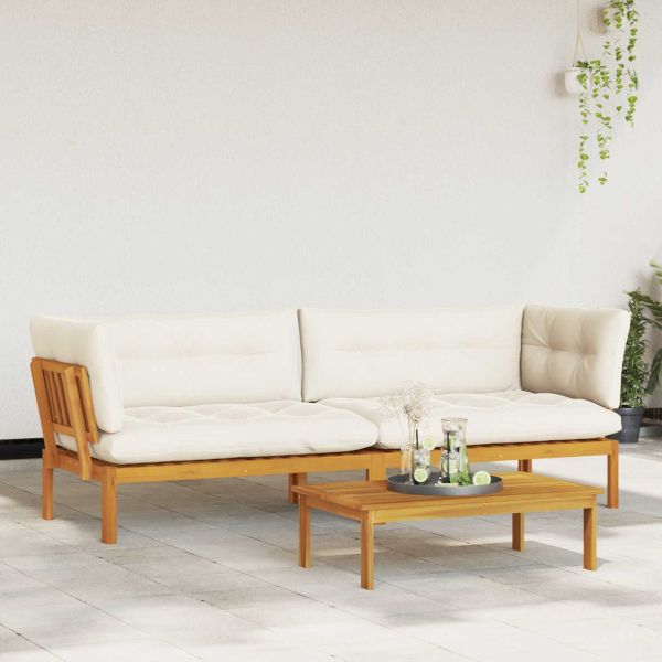 Градински палетен диван единици 2 Брой Солидно акациево дърво