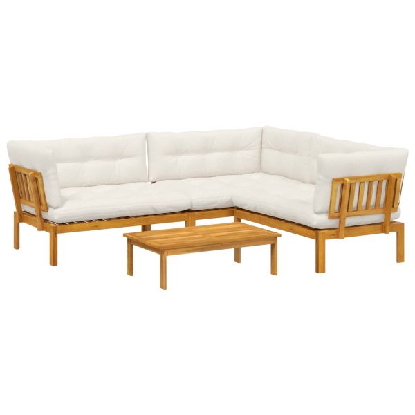 4 Брой Градински палетен диван единици Солидно акациево дърво