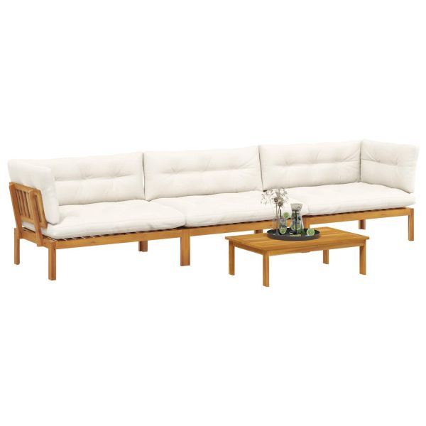 4 Брой Градински палетен диван единици Солидно акациево дърво