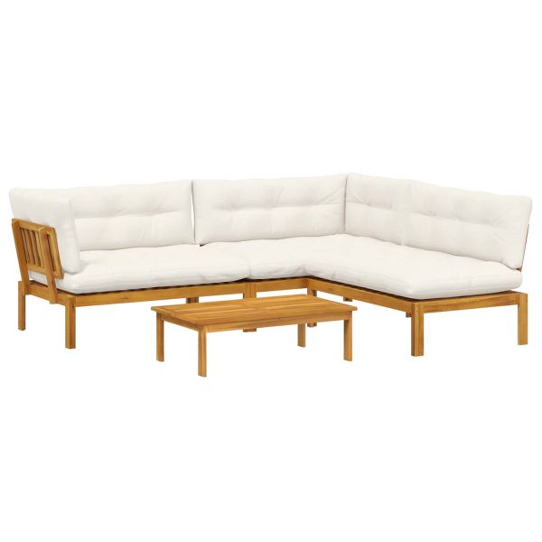 4 Брой Градински палетен диван единици Солидно акациево дърво