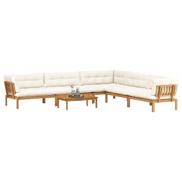 6 Брой Градински палетен диван единици Солидно акациево дърво