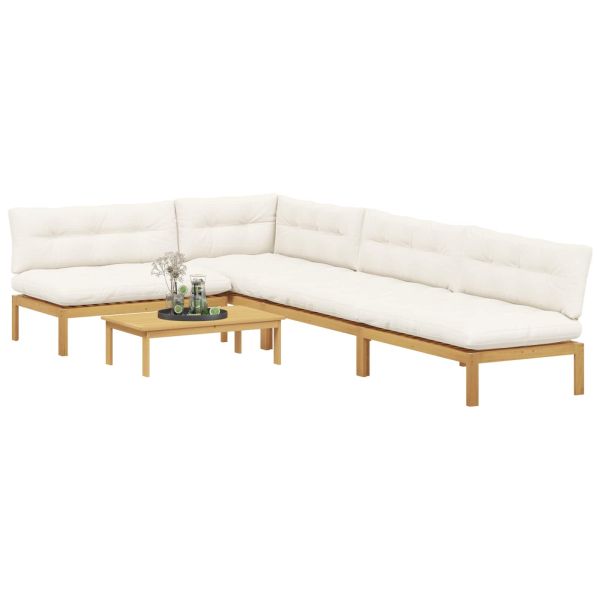 5 Брой Градински палетен диван единици Солидно акациево дърво