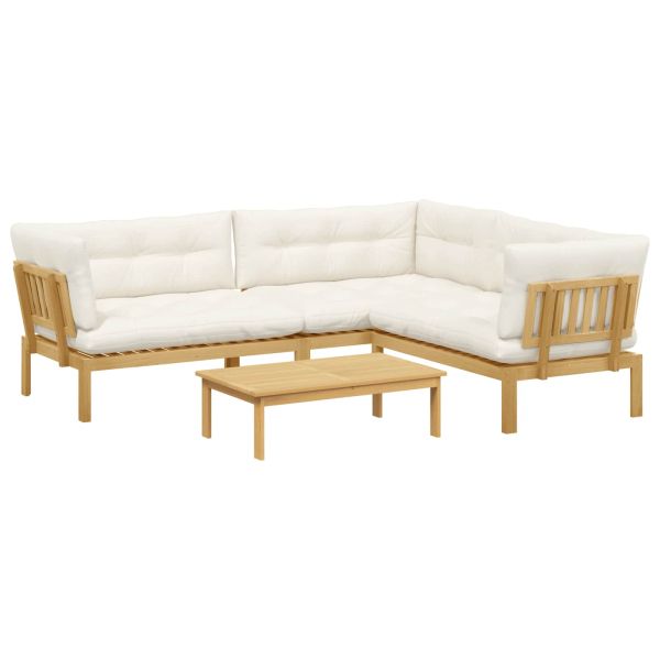 4 Брой Градински палетен диван единици Солидно акациево дърво