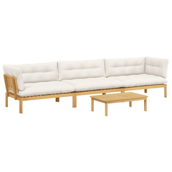 4 Брой Градински палетен диван единици Солидно акациево дърво