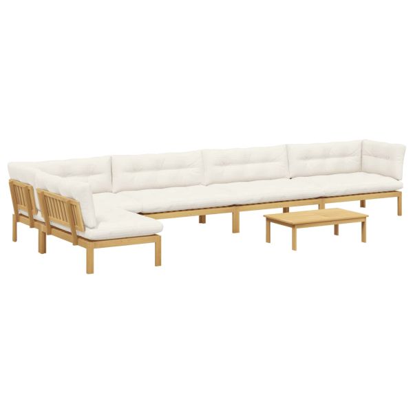 6 Брой Градински палетен диван единици Солидно акациево дърво