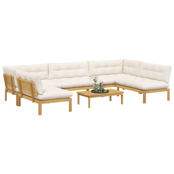 6 Брой Градински палетен диван единици Солидно акациево дърво