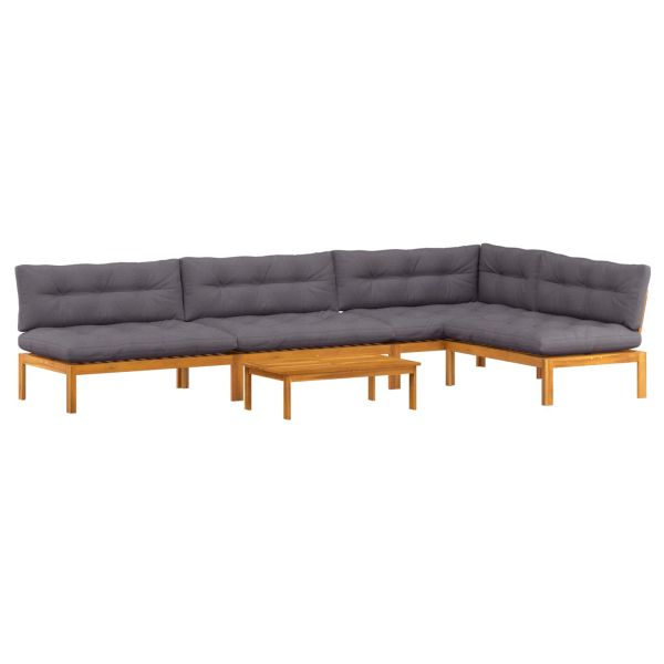 5 Брой Градински палетен диван единици Солидно акациево дърво