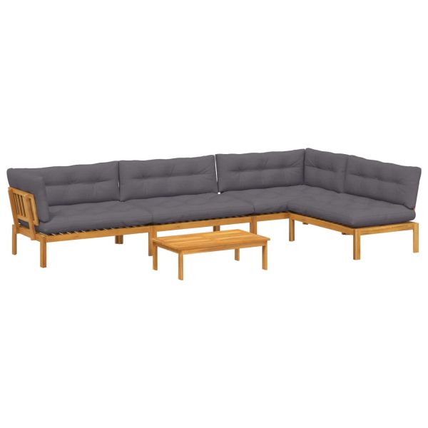 5 Брой Градински палетен диван единици Солидно акациево дърво