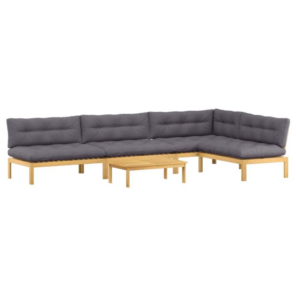 5 Брой Градински палетен диван единици Солидно акациево дърво