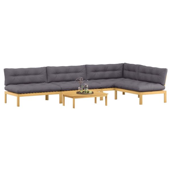 5 Брой Градински палетен диван единици Солидно акациево дърво