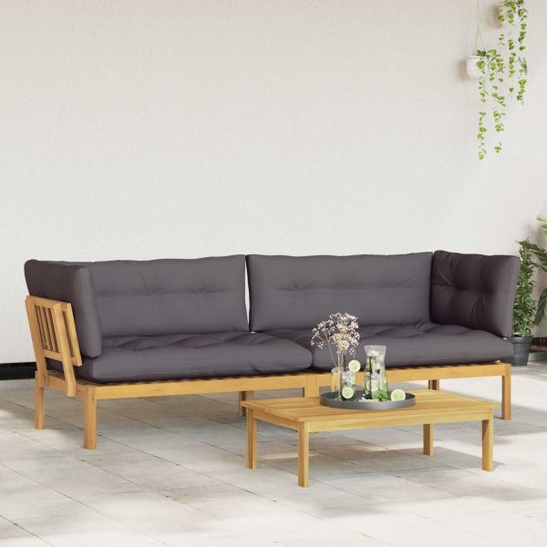 Градински палетен диван единици 2 Брой Светлокафяв и тъмен сив