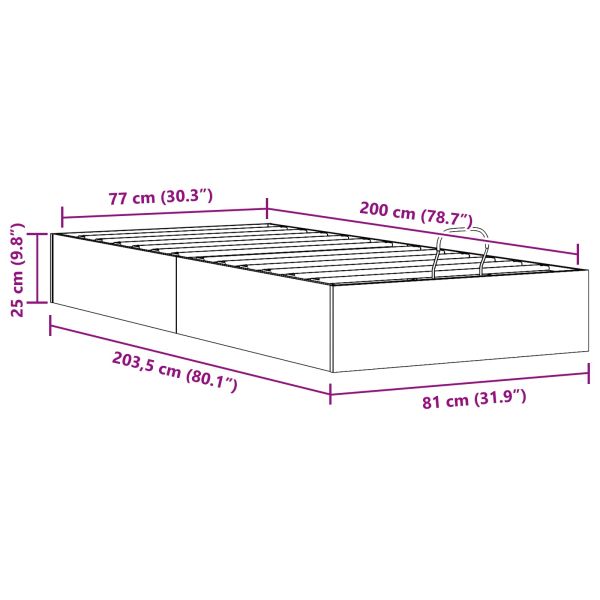 Отоман легло рамка с хранилище Естествен 80 x 200 cm