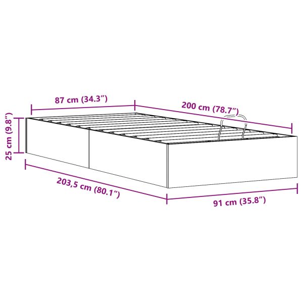 Отоман легло рамка с хранилище Естествен 90 x 200 cm