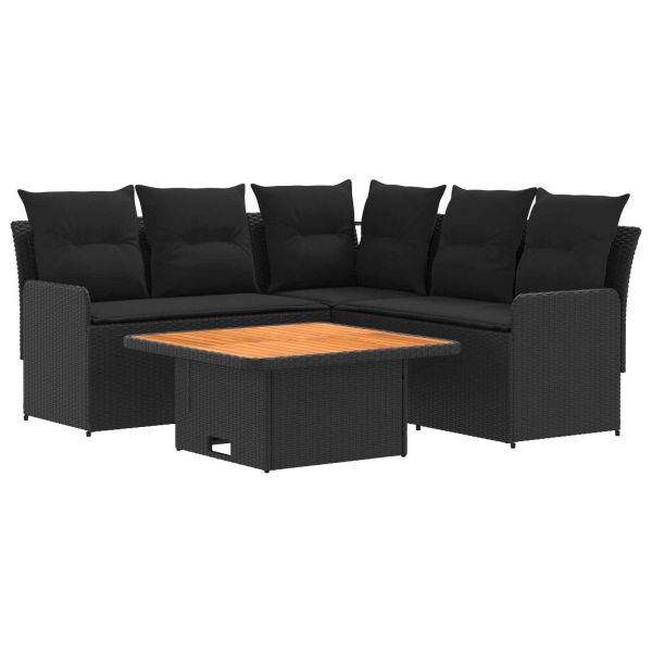 Комплекти мебели с възглавница 4 pcs Черно ПЕ ратан