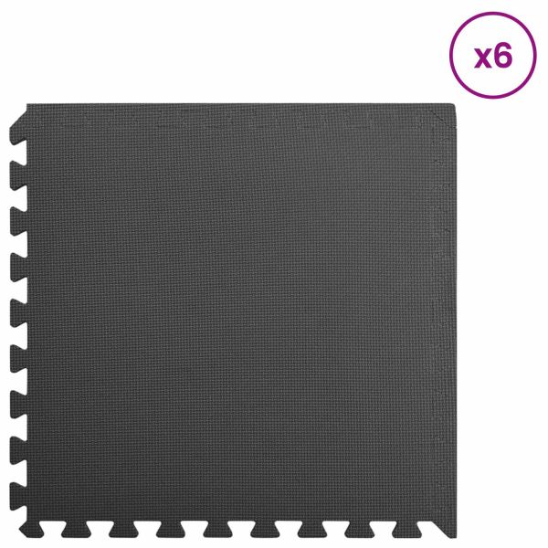 Мат за под басейн 6 pcs Черно 2,16 ㎡ EVA Пяна