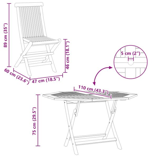 Градински бистро комплект 3 pcs Кафяво Солидно тиково дърво