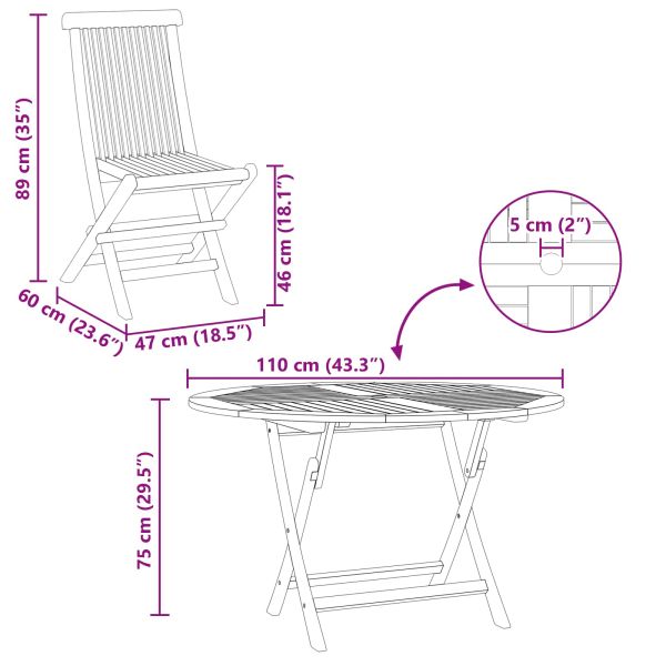 Градински бистро комплект 3 pcs Естествен Солидно тиково дърво