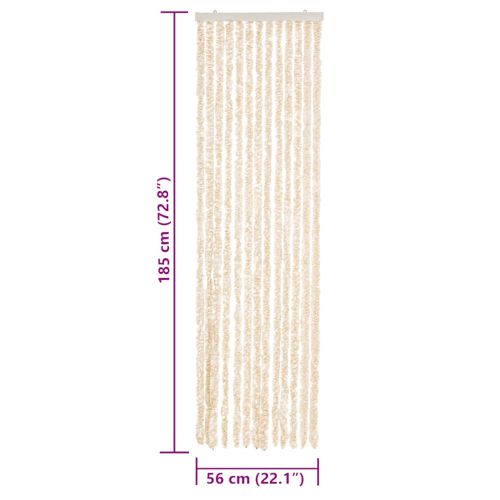 Ресни за врата против мухи, бежово и бяло, 56x185 см, шенил