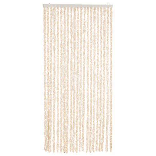 Ресни за врата против мухи, бежово и бяло, 90x200 см, шенил